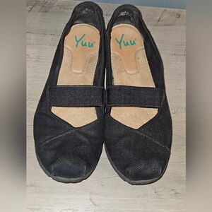 Yuu Black Women's Canvas Ballet Slip-On Flats Shoes Size 7